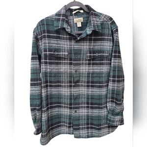 L.L. Bean Men's Chamois Cloth Plaid Button Down Flannel Shirt, Traditional Fit L